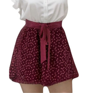 Costa Blanca/  Pocketed mini skirt/ Purple patterned/ Tie waist/ Size US S